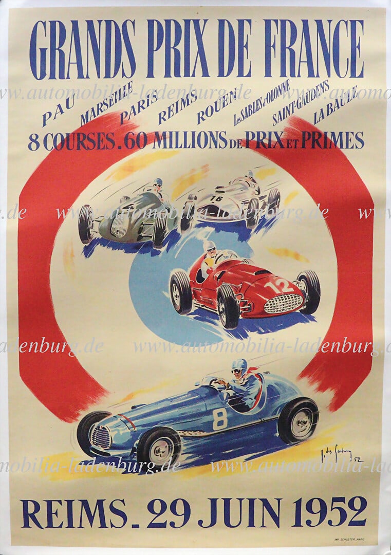 GRAND PRIX REIMS 1952, event poster "Grand Prix France - Reims 1952", design Jean des Gachons, on (1 of 1)