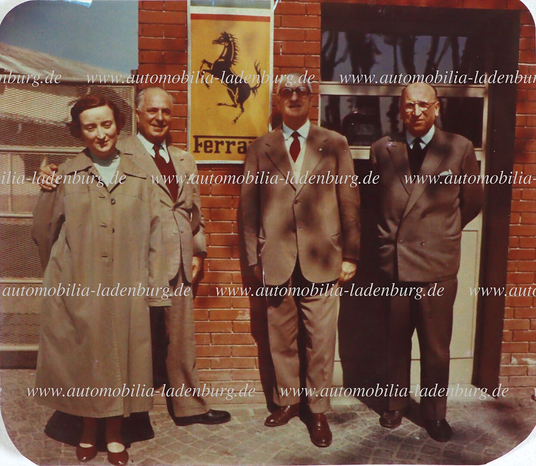 FERRARI original color photograph, Enzo Ferrari with engineer Giberti and wife Clara Gavioli in (1 of 2)