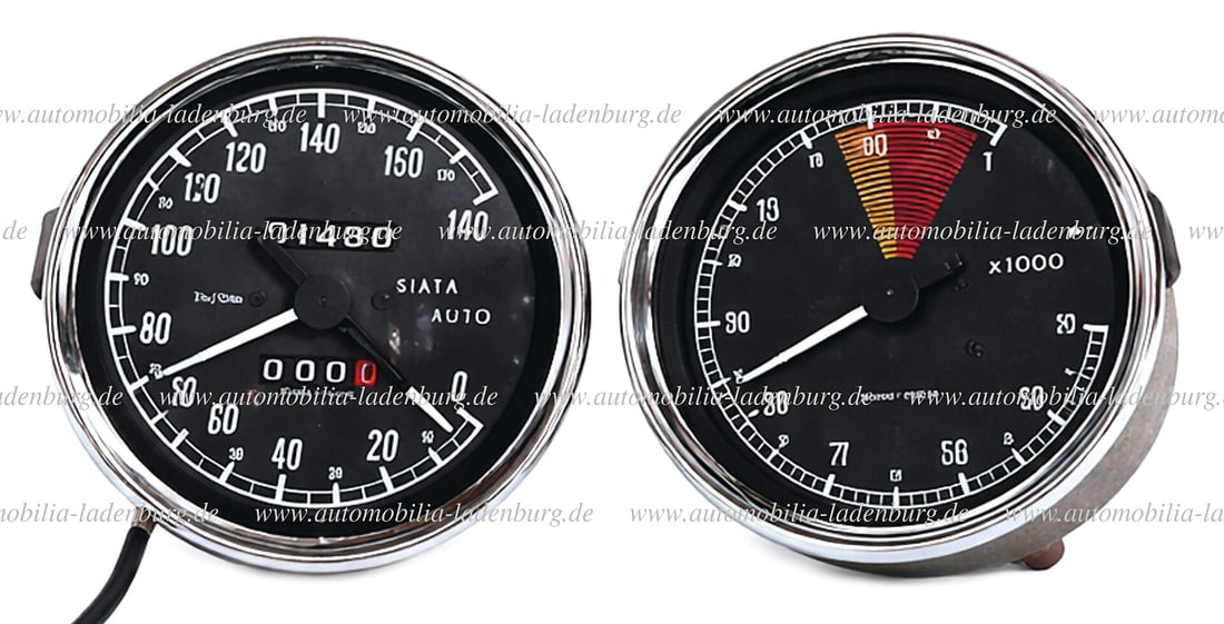 SIATA 50s/60s, Veglia rev counter and speedometer "SIATA AUTO", up to 7000 rpm or 180 km/h, good (1 of 2)