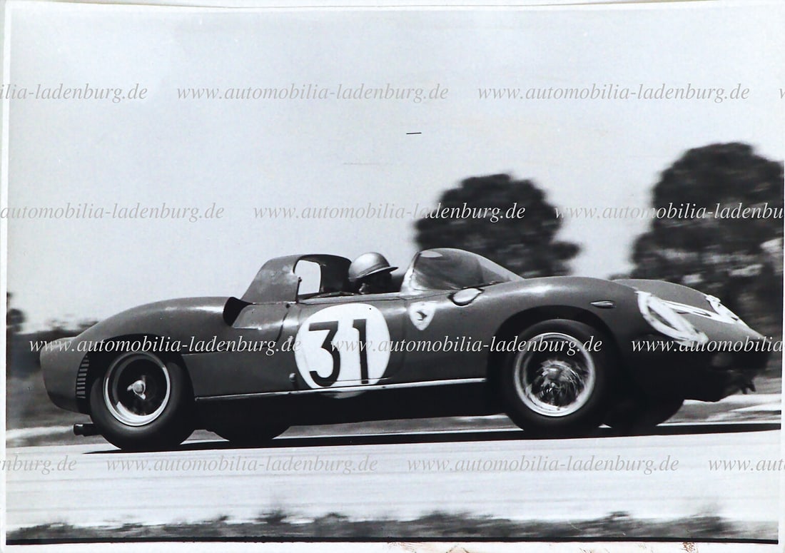 FERRARI Original b/w photo Mairesse / Vaccarella on Ferrari 250P (#0812), 12 hours Sebring 1963,: FERRARI Original b/w photo Mairesse / Vaccarella on Ferrari 250P (#0812), 12 hours Sebring 1963, 18x24cm, back inscribed and signed by Bernard Cahier German Description FERRARI Original s/w Aufnahme M