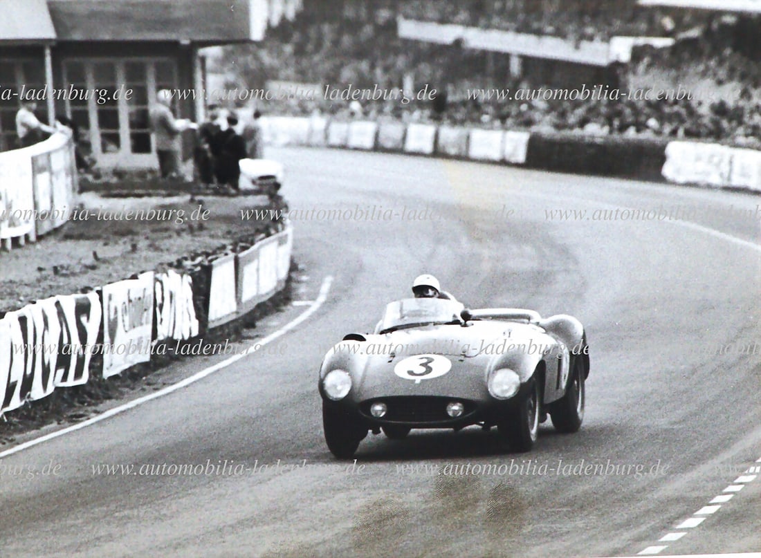 FERRARI Original b/w photo Umberto Maglioli / Hill on Ferrari 121LM Scaglietti Spyder (#0558LM), (1 of 2)