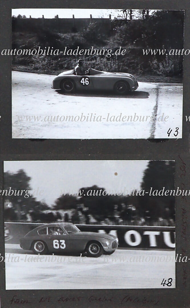 FERRARI Mixed lot of 2 original b/w photographs, "Pagnibon" on Ferrari 212 Export (#0141ET), Coupe (1 of 1)