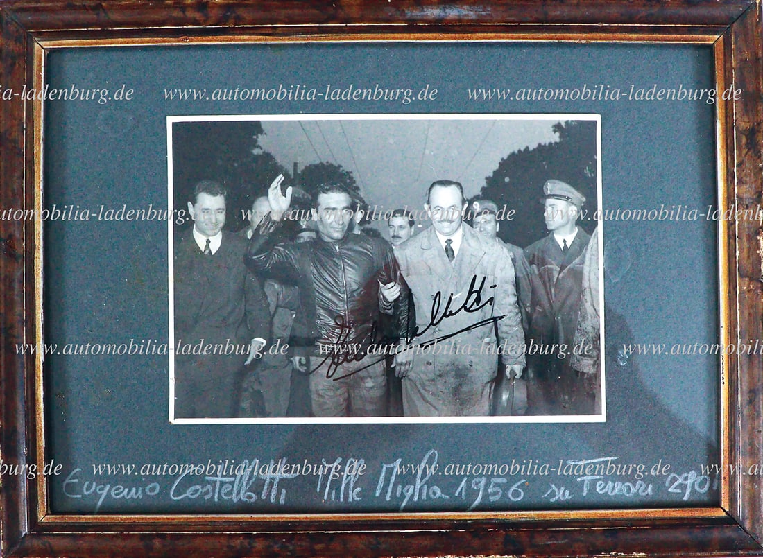 FERRARI signed original b/w photo Eugenio Castelotti, Mille Miglia 1956, Castelotti drove Ferrari (1 of 1)