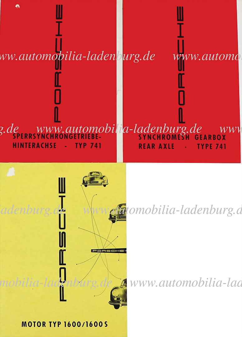 PORSCHE mixed lot of 3 folding brochures, among them special print Dec. 1956 engine type 1600/ S and (1 of 1)