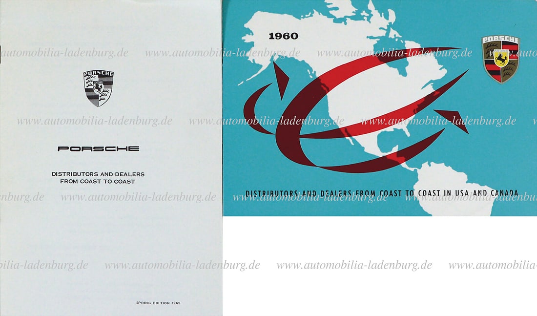 PORSCHE 1960-65, mixed lot of 2 pcs. dealer directories for USA & Canada, among them W193e and (1 of 1)