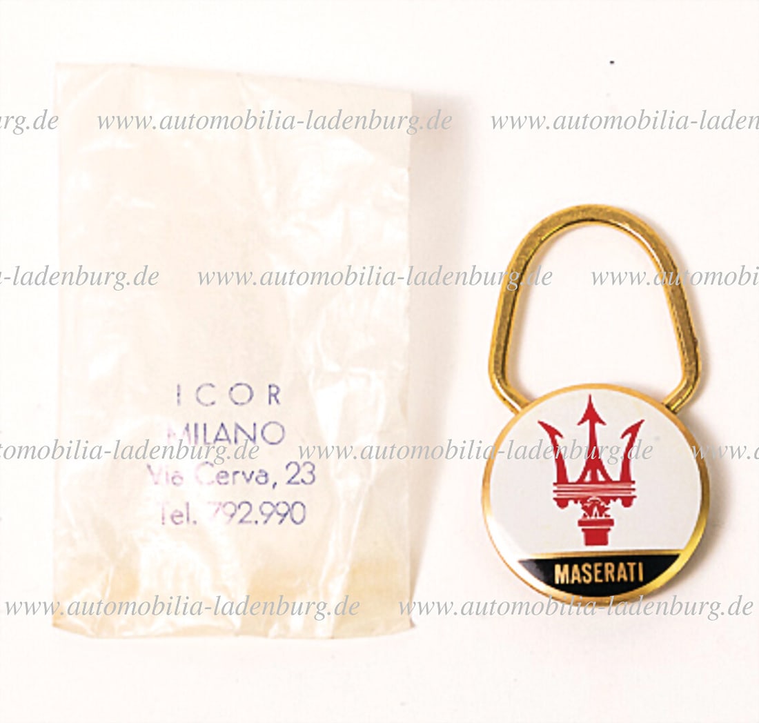 MASERATI 60s, Maserati key fob (ICOR Milano) German Description MASERATI 60er Jahre, Schlü (1 of 2)