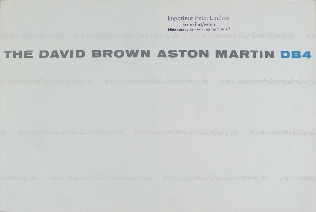 ASTON MARTIN 1961, folding brochure "The David Brown Aston Martin DB4", 12 pages en. Text, (1 of 1)