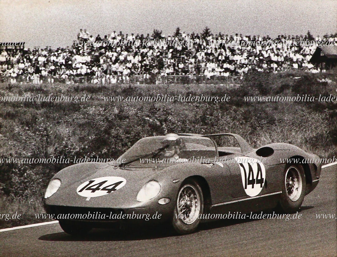 FERRARI Original b/w photo Scarfiotti / Vaccarella on Ferrari 275P (#0820), 1000KM Nürburgring (1 of 2)