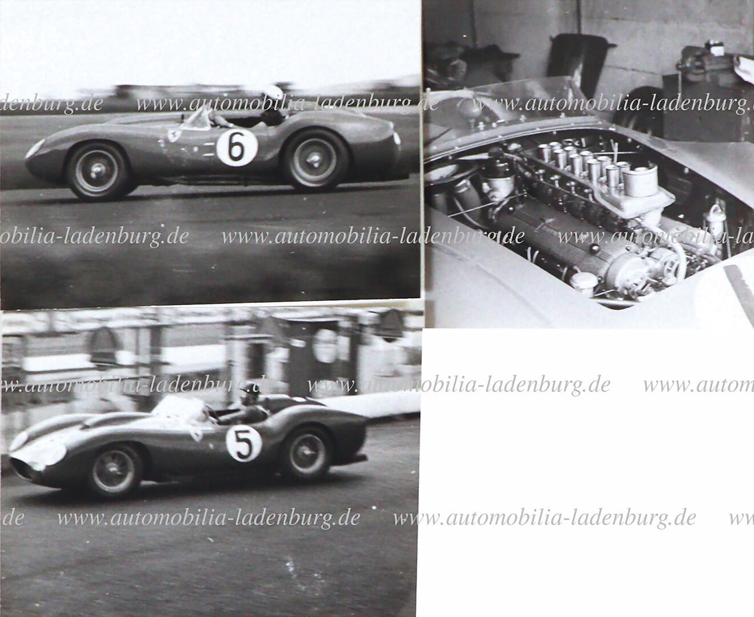 FERRARI 1958, 3 original b/w photographs, including Wolfgang Seidel on Ferrari 250 TR (#0728TR); (1 of 2)