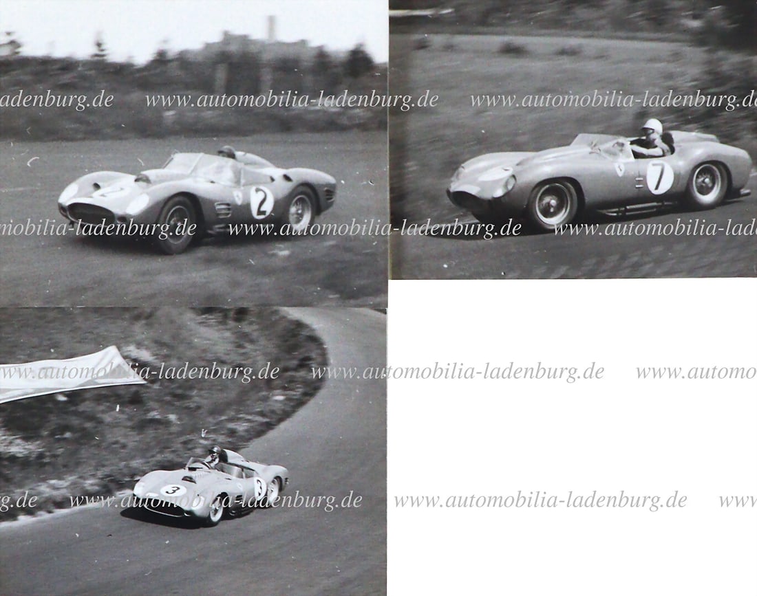 FERRARI 3 original b/w photographs 1000Km Nürburgring, including 1958, Wolfgang von Trips on (1 of 2)
