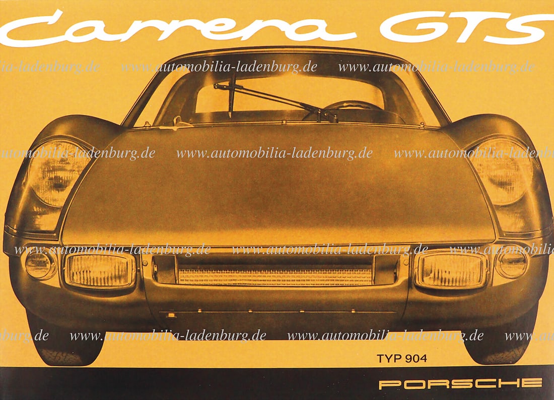 PORSCHE 1964, sales brochure Porsche Carrera GTS Type 904 (W222 2M 2.64), 8 pages German text, good (1 of 1)