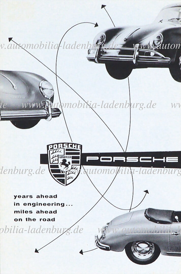 PORSCHE circa 1956, folding brochure Porsche 356 A "Years ahead in engineering miles ahead on the (1 of 1)