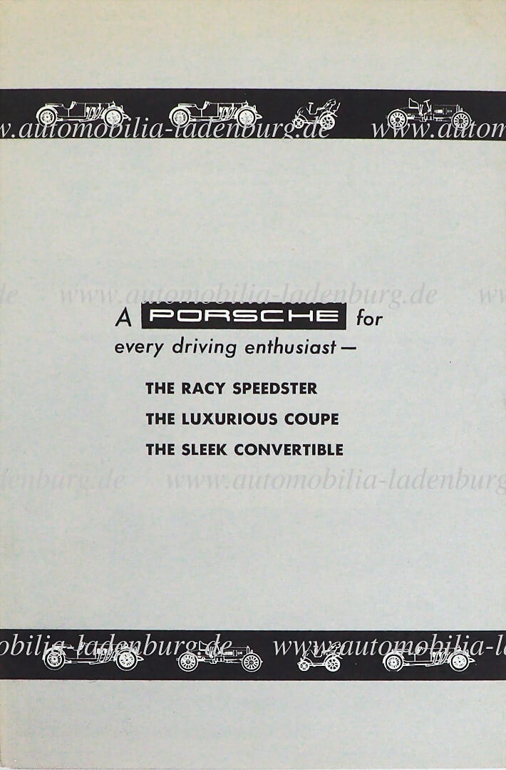 PORSCHE 1954, folding brochure Porsche 356, 4 pages English text, inside with details about gearbox, (1 of 1)
