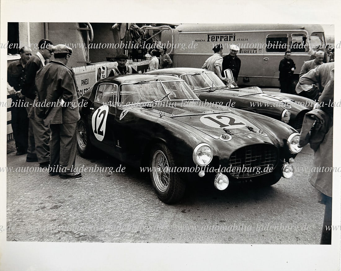 FERRARI original b/w photo Ferrari 340MM Pinin Farina (#0318AM), racing car by Ascari / Villoresi,: FERRARI original b/w photo Ferrari 340MM Pinin Farina (#0318AM), racing car by Ascari / Villoresi, 24 hours Le Mans 1953, 20,5x25,5cm, nice photo German Description FERRARI original s/w Aufnahme Ferra