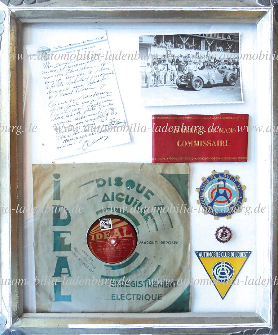 OVERALL WINNER LE MANS 1934 1934, bundle from the estate of Philippe Etancelin, framed collage with (1 of 3)