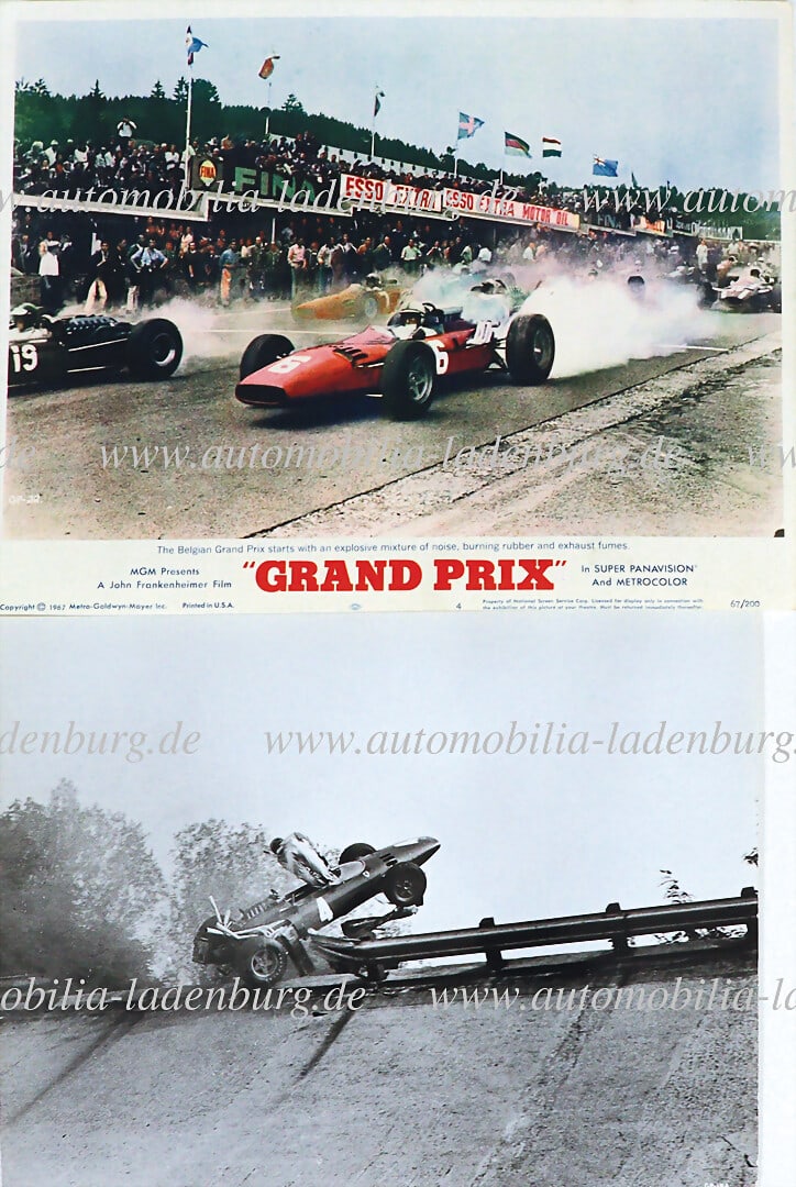 Mixed lot of 2 pieces, movie poster "Grand Prix" by John Frankenheimer, 28x36cm, plus original b/w (1 of 2)