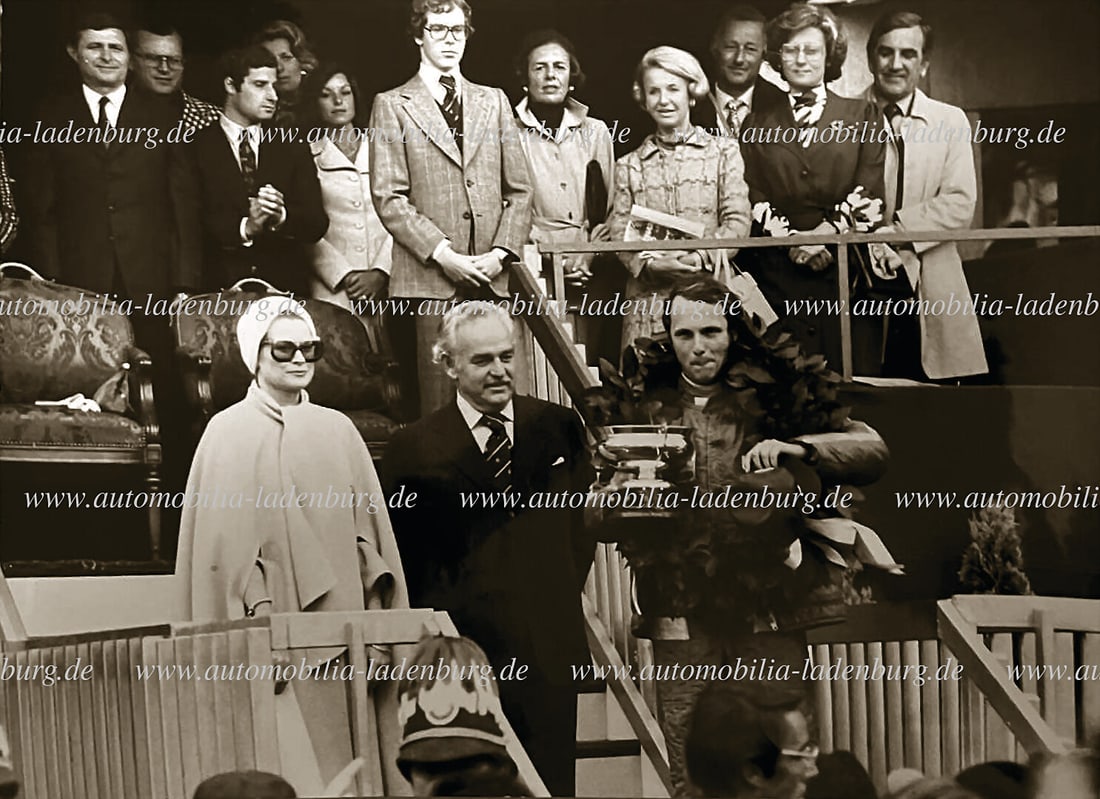 FERRARI Original b/w photo Niki Lauda with Princess Grace and Prince Ranieri of Monaco, at the (1 of 2)