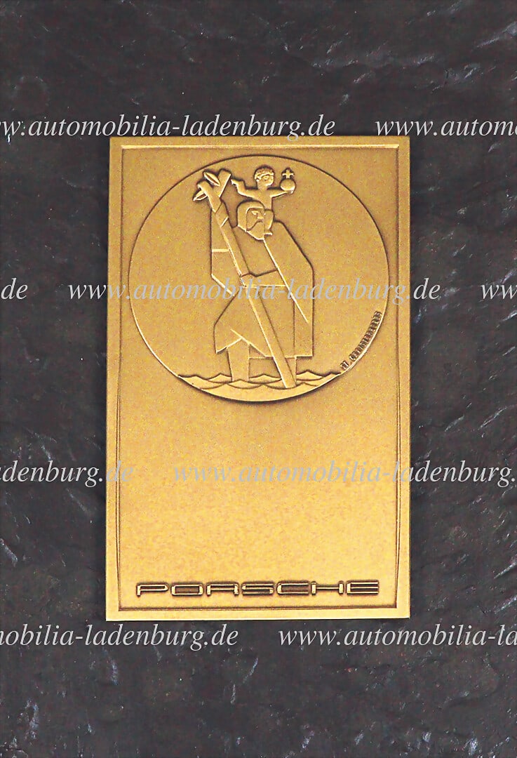 PORSCHE Plaque "St. Christophorus Porsche", on slate, 29x19x3cm German Description PORSCHE: PORSCHE Plaque "St. Christophorus Porsche", on slate, 29x19x3cm German Description PORSCHE Plakette "St. Christophorus Porsche", auf Schieferplatte, 29x19x3cm