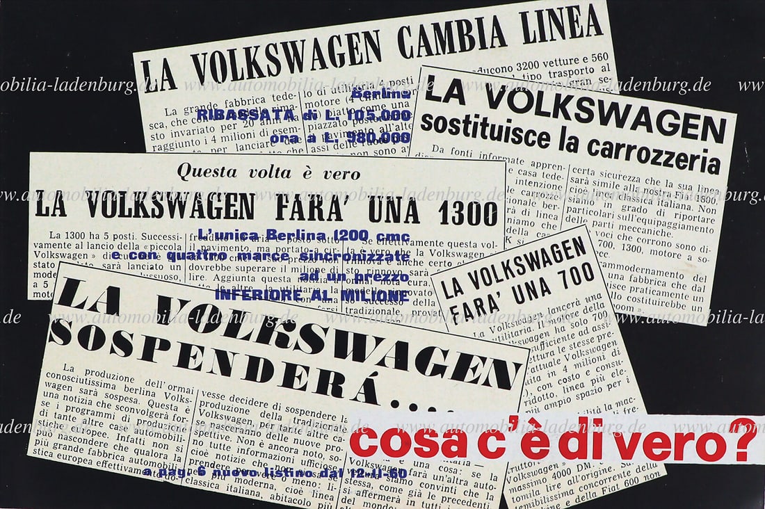 PORSCHE / VOLKSWAGEN 1960, Italian sales brochure, inside with technical data Porsche 356 1600 / (1 of 1)