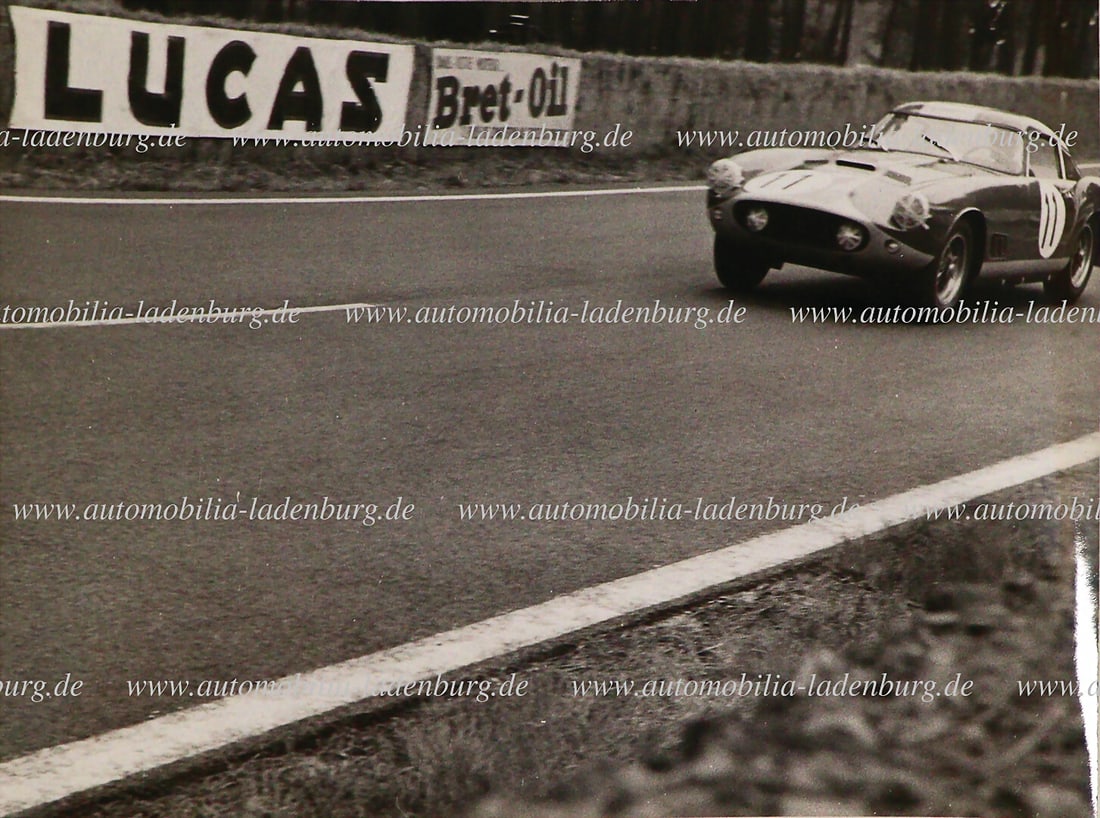 FERRARI Original b/w photograph Blaton / Dernier on Ferrari 250GT LWB Berlinetta TdF (#1321GT), Le (1 of 2)
