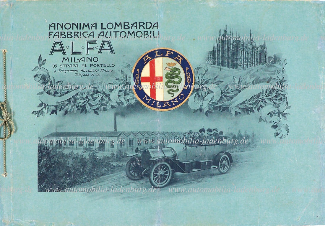 ALFA (ALFA ROMEO) 1912/1913, very rare ALFA (Anonima Lombarda Fabbrica Automobili) model program, (1 of 1)
