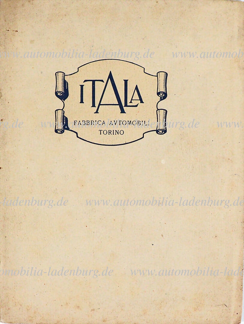 ITALA c. 1917, cord-bound sales catalog "Production First World War", passenger cars, trucks, (1 of 1)