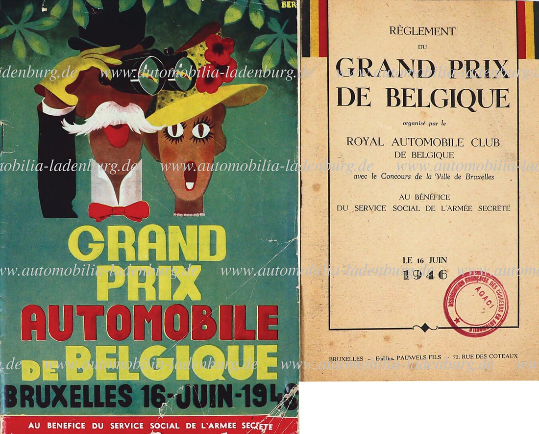 GRAND PRIX AUTOMOBILE BELGIQUE 1946, mixed lot of 2 parts, racing program and regulations "Grand (1 of 1)