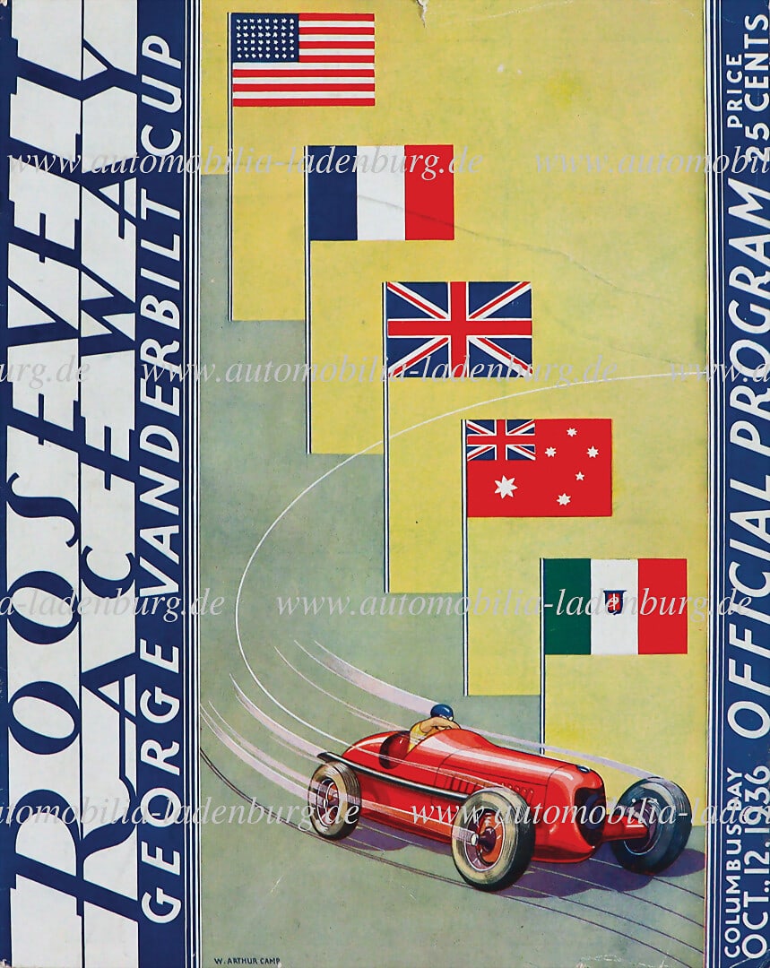 GEORGE VANDERBILT CUP 1936, race program with starting list "VANDERBILT CUP", winner was Tazio (1 of 1)