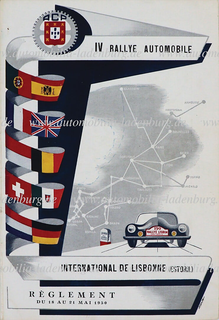 IV RALLYE AUTOMOBILE INTERNATIONAL DE LISBONNE 1950, regulations incl. route map, inside with (1 of 1)