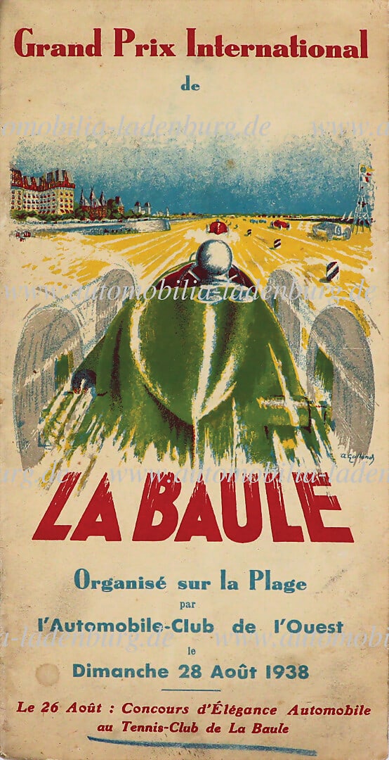 GRAND PRIX LA BAULE August 28, 1938, racing program incl. regulations "Grand Prix International de (1 of 1)
