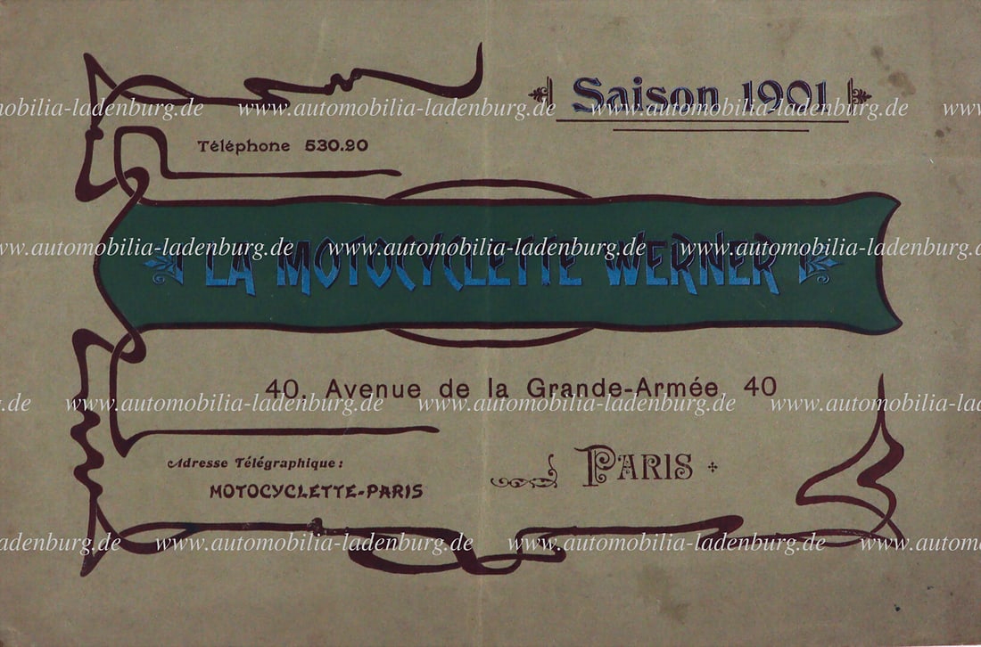 WERNER FRÉRES & CO 1901, sales catalog "La Motocyclette Werner", 20 pages, French text, good (1 of 1)