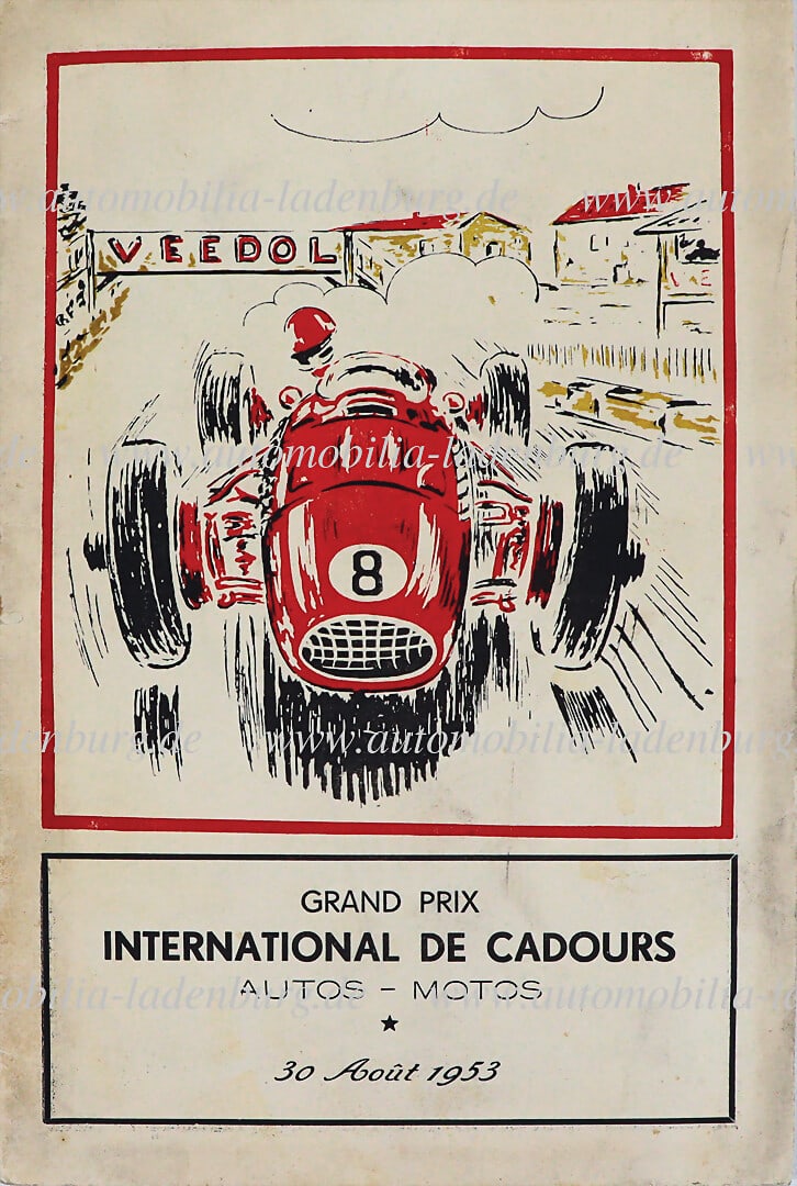 GRAND PRIX DE CADOURS August 30, 1953, race program with starter list "Grand Prix International de (1 of 1)