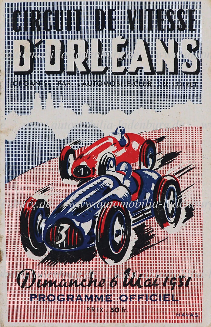 CIRCUIT DE VITESSE D'ORLEANS 1951, race program incl. starter list, among the participants Bouvet on (1 of 1)