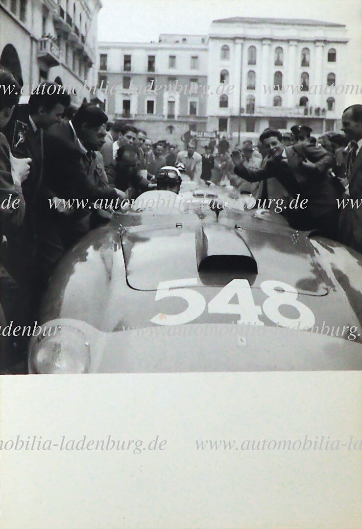 FERRARI original b/w photo, Eugenio Castellotti on Ferrari 290 MM Spyder Scaglietti (#0616), Mille (1 of 2)