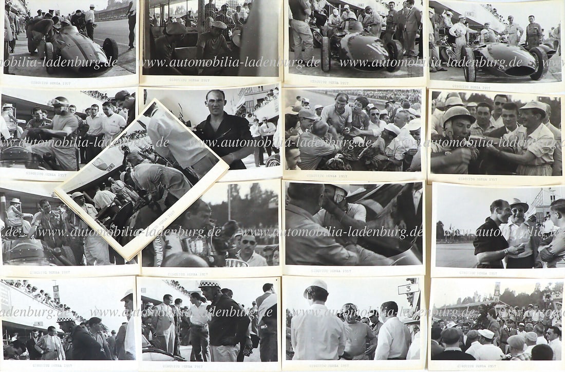 GRAND PRIX MONZA 1957, collection of 25 original b/w photos, the winner Moss on Vanderwall, Bonnier (1 of 1)