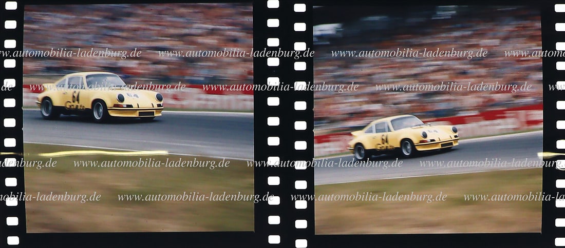 PORSCHE Mixed lot of two original color slides, John Rulon-Miller on Porsche 911 Carrera RSR, 6x6cm (1 of 1)