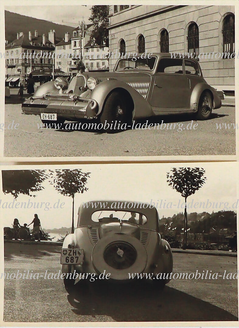 TALBOT LAGO Mixed lot of two original b/w photographs, the Talbot Lago by Hans Christensen, Zurich, (1 of 2)