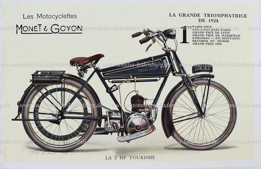 MONET & GOYON 1924, sales brochure "La Motocyclette 2 HP", 4 pages, French text, good condition. (1 of 1)