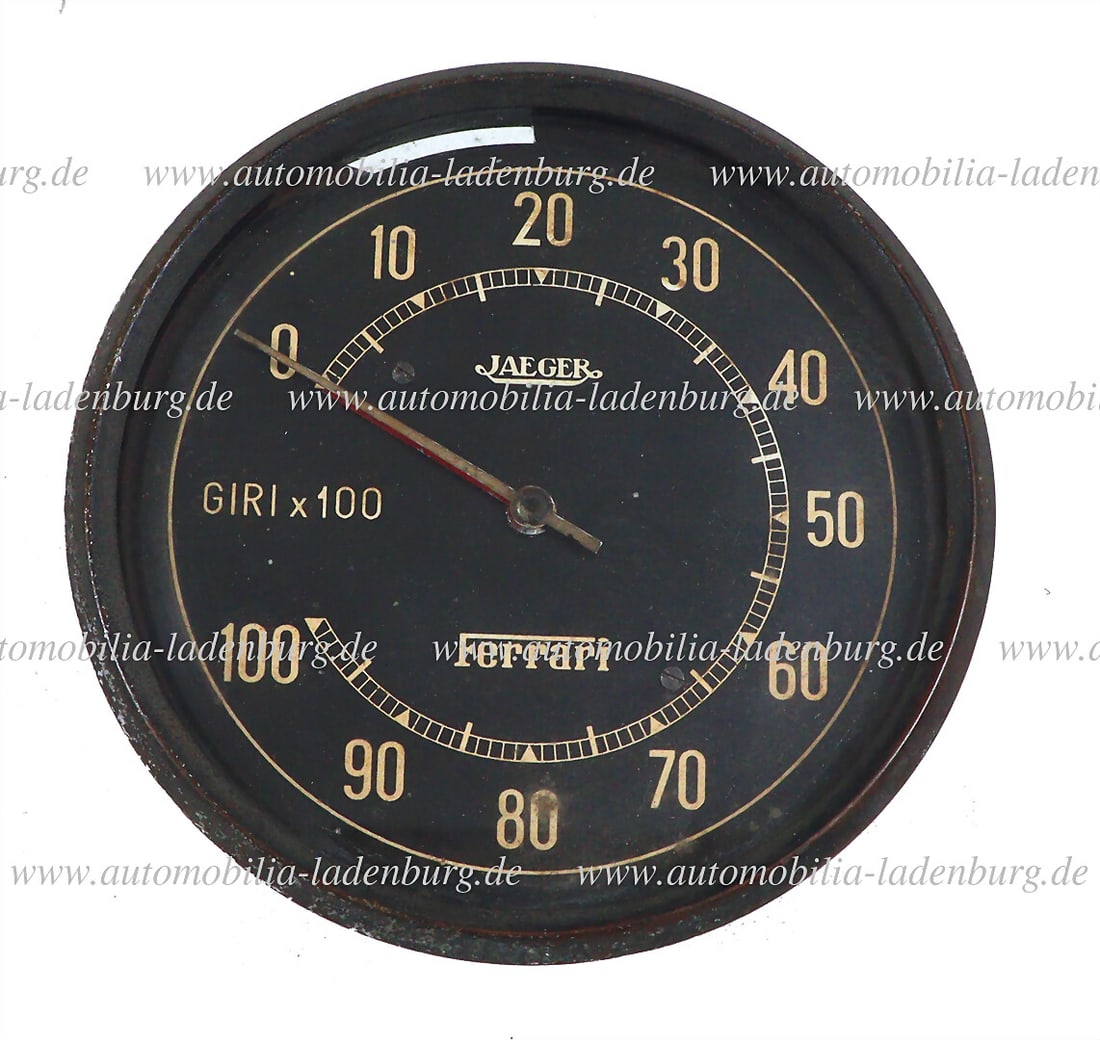 FERRARI 1950s, original Jaeger rev counter up to 10,000 rpm (Giri x 100), rare original part,: FERRARI 1950s, original Jaeger rev counter up to 10,000 rpm (Giri x 100), rare original part, Bakelite with minor damage, for Ferrari 250TR, 290MM, 315S and 335S, rarity German Description FERRARI 50e