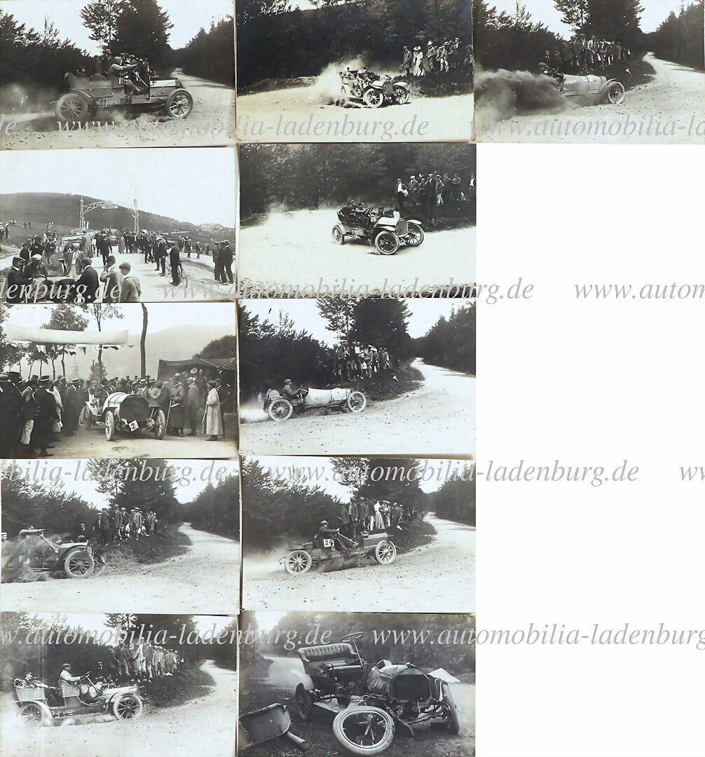 Mixed lot of 11 original b/w photos (photo postcards), ca. 1910, hill climb, including (1 of 1)