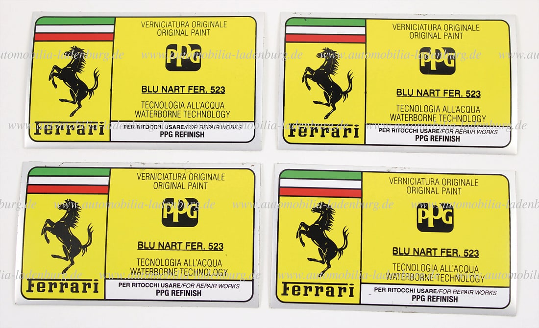 FERRARI Mixed lot of 4 PPG vehicle stickers for paint color Blu Nart Fer. 523 German Description (1 of 1)