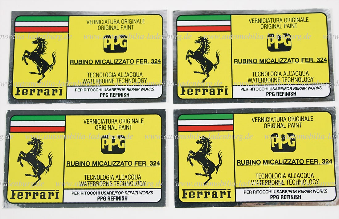 FERRARI Lot of 4 PPG vehicle stickers for paint Rubino Micalizzato Fer. 324 German Description (1 of 1)