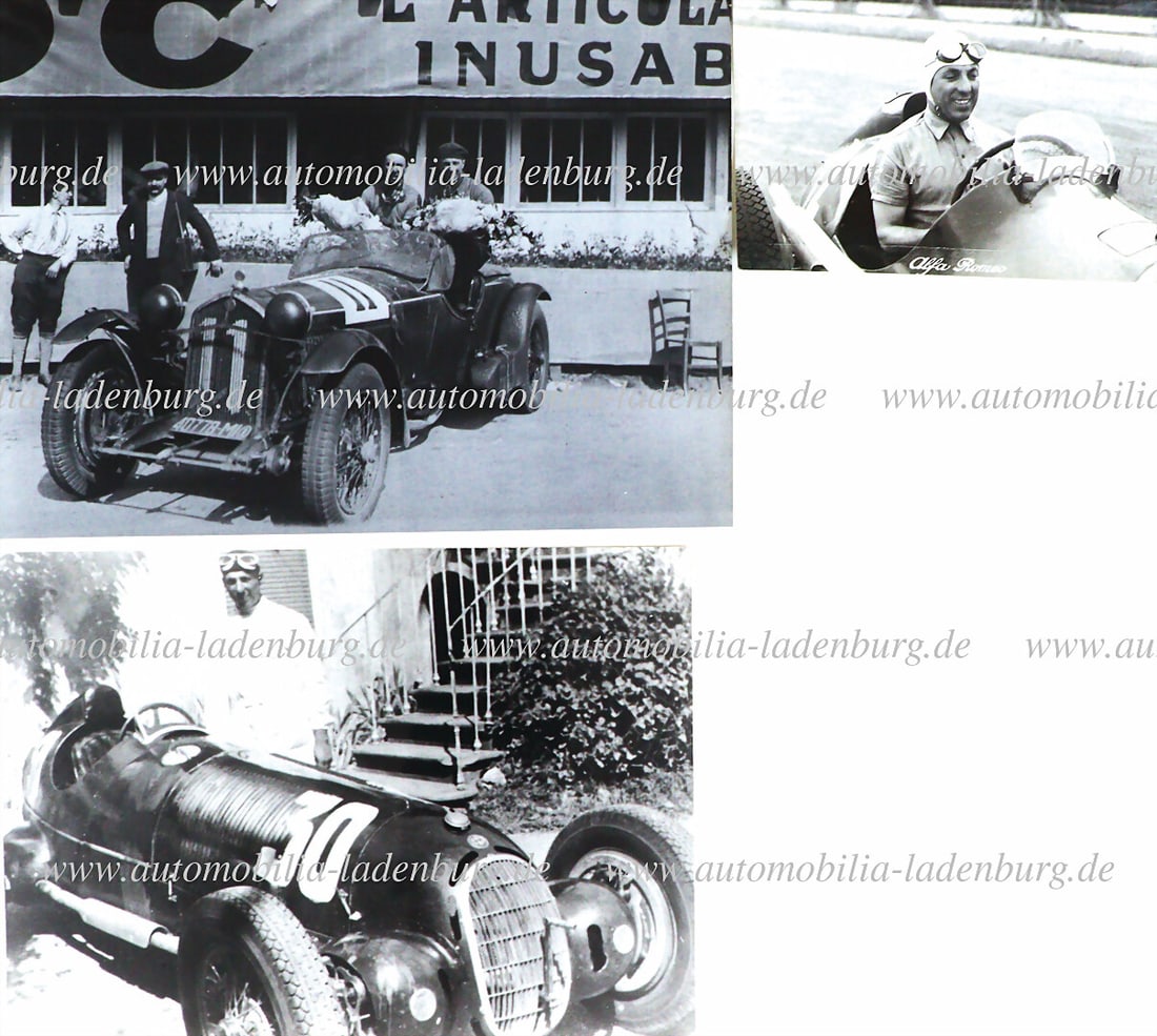 GIOVANNI BATISTA GUIDOTTI Mixed lot of 3 original b/w photos, including Alfa Romeo factory photo: GIOVANNI BATISTA GUIDOTTI Mixed lot of 3 original b/w photos, including Alfa Romeo factory photo 1947, Guidotti on Alfa Romeo 12C 37 Livorno 1937, Guidotti / Cortese Le Mans 1932, various formats. for