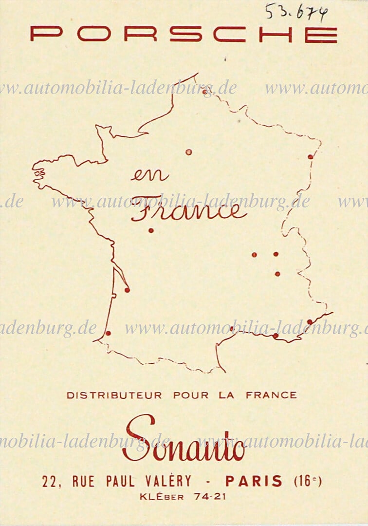 PORSCHE 1950s, "Porsche Sonauto", folding brochure for on-board folder, Porsche service stations in (1 of 1)