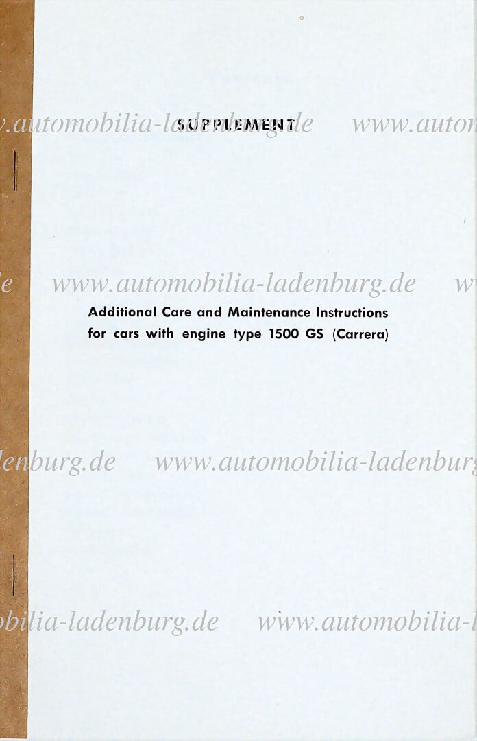 PORSCHE 1956/1957, appendix to the operating instructions "Supplement - Additional Care and (1 of 1)