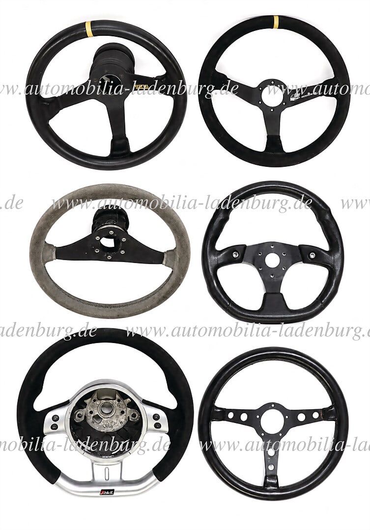 Lot of 6 racing and sports steering wheels including Sparco, diameter 35cm, with hub; "Adventure (1 of 1)