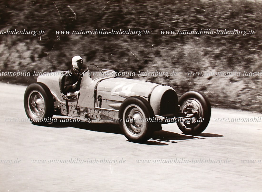 BUGATTI Original b/w photo Robert Benoist on Bugatti T59, Grand Prix ACF Montlhery 1935, 18x24cm (1 of 2)
