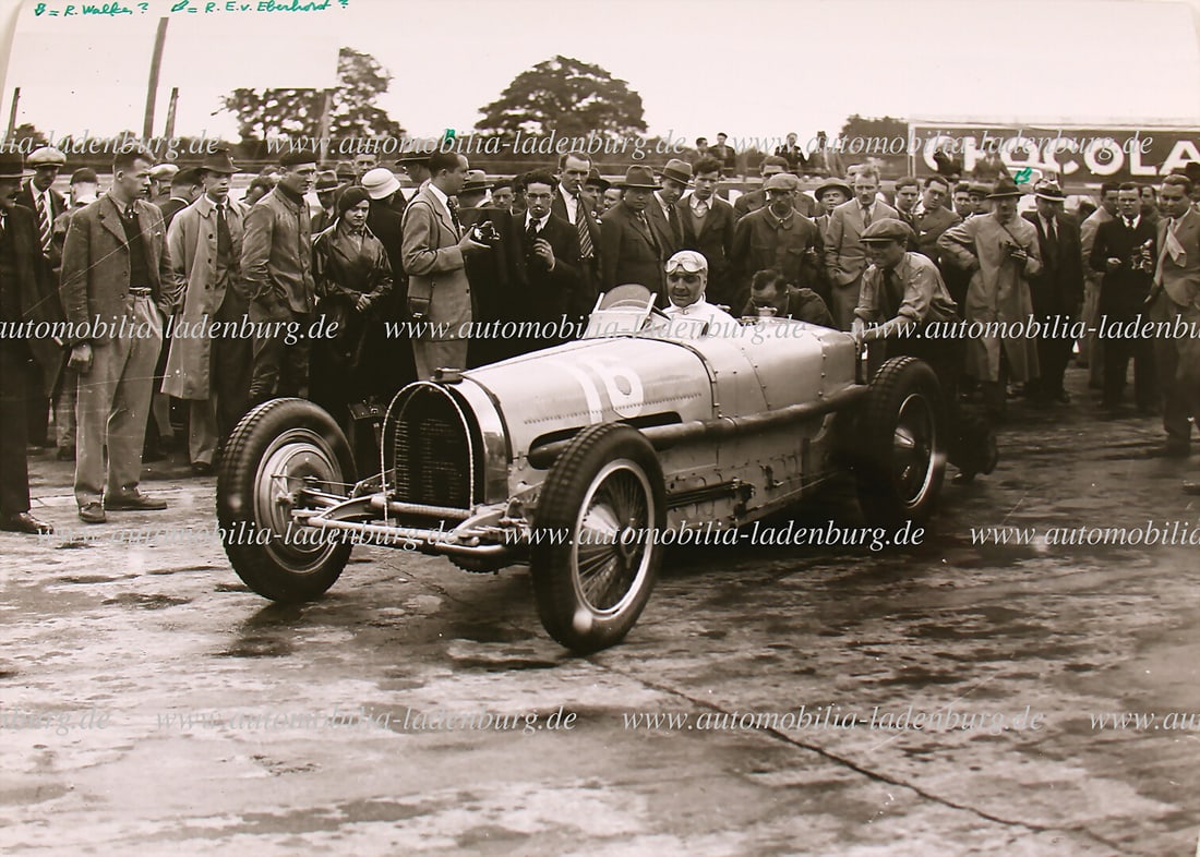 BUGATTI Original b/w photo Robert Benoist on Bugatti T59, Grand Prix ACF Montlhery 1934, 18x24cm (1 of 2)