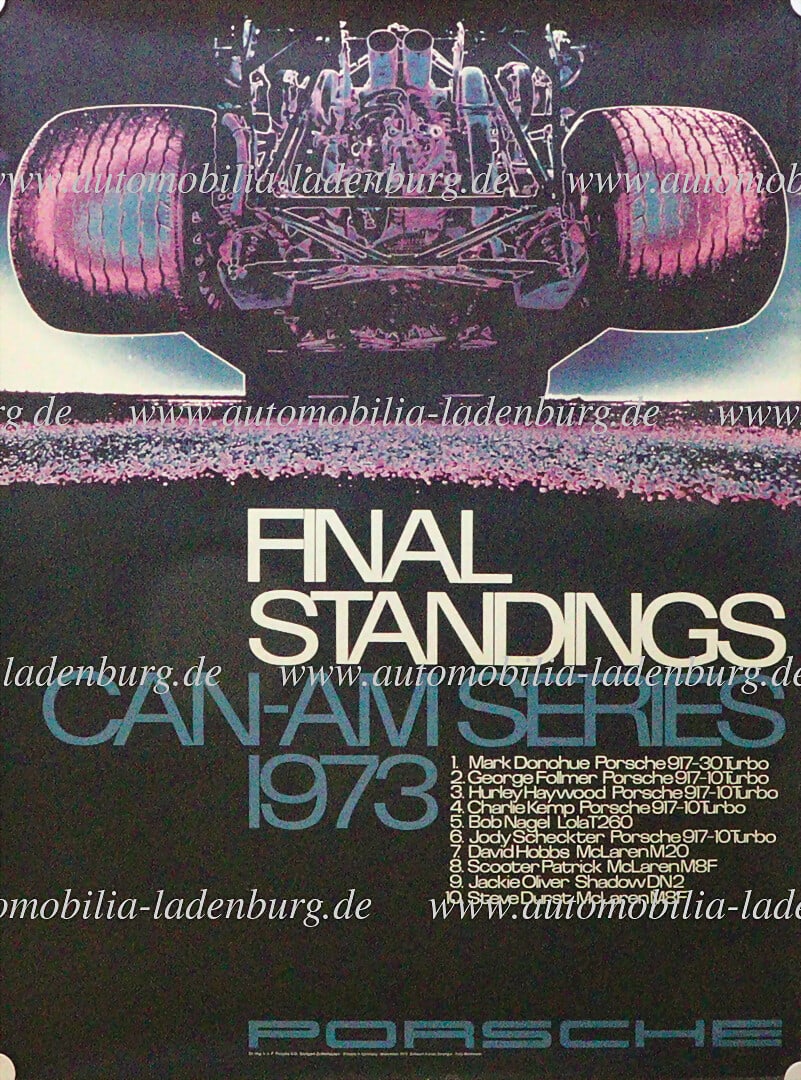 PORSCHE 1973, original racing poster "Final Standings - Can Am Series 1973", design Atelier (1 of 1)