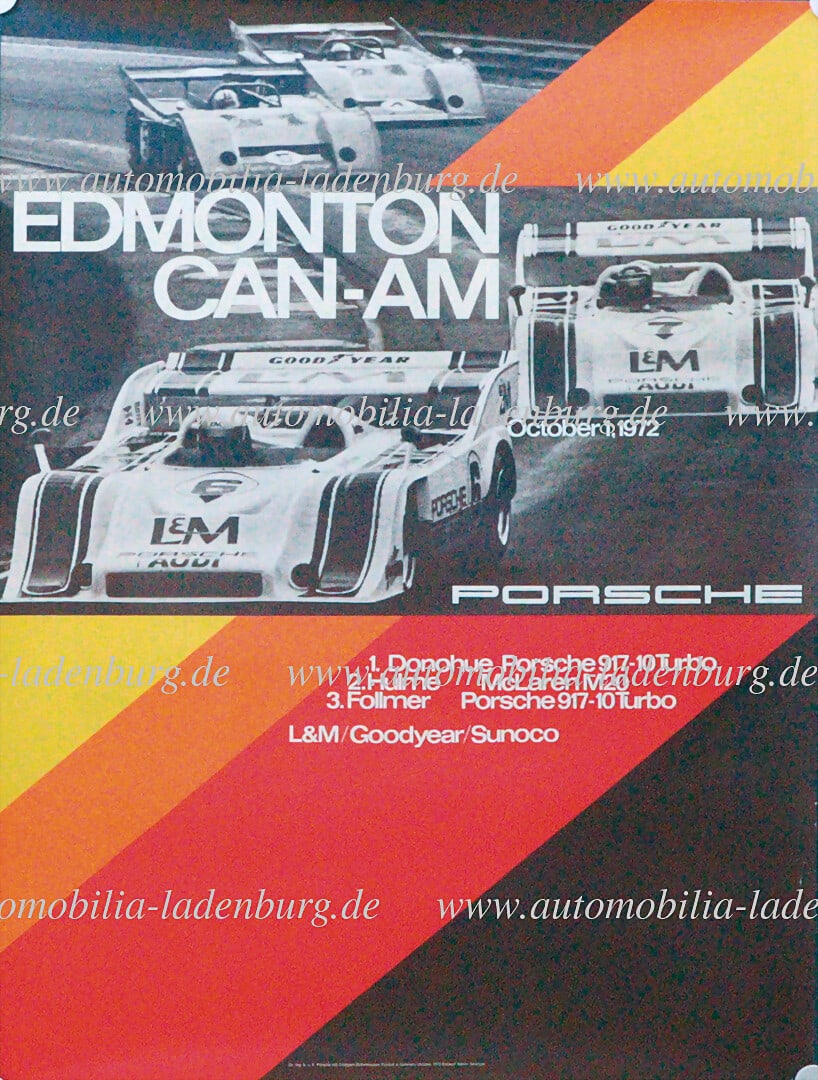 PORSCHE Racing poster "Edmonton Can-Am", design Atelier Strenger, October 1972, 101x76cm, good (1 of 1)